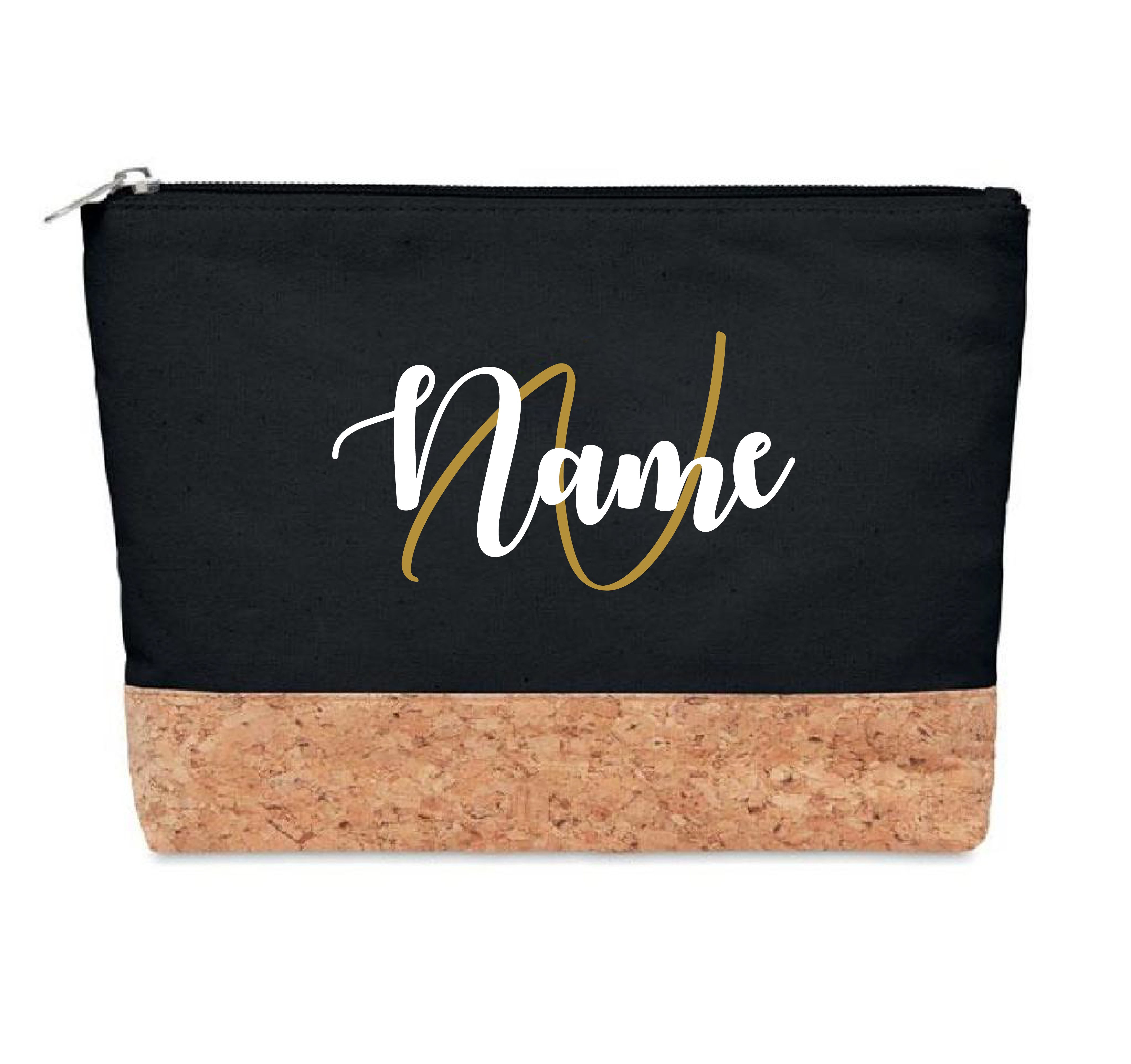 Personalised Black Pouch with Cork Base